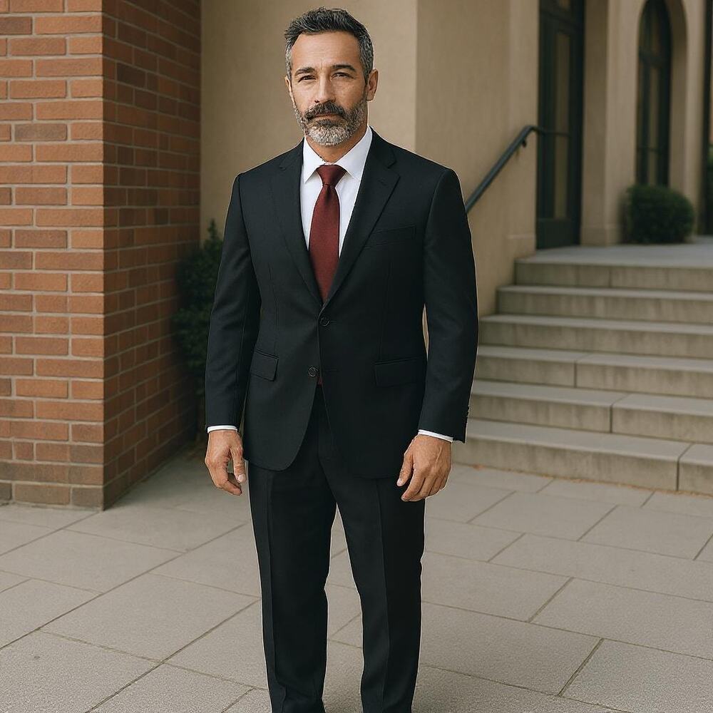 NEW Ring 2pc Tuxedo Mens 46 L Black Super 110's Wool Portugal Pants 42x32.5 RNG